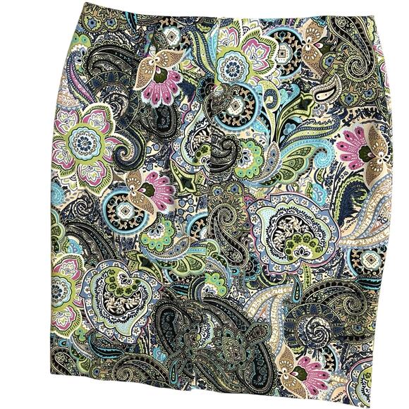 Talbots Petites Paisley Multicolor Straight Pencil Mini Skirt Size 10P Colorful - Picture 4 of 10